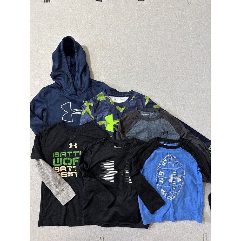 Under Armour Boys Size 4 Long Sleeve Lot- 1 Hoodie 5 Shirts